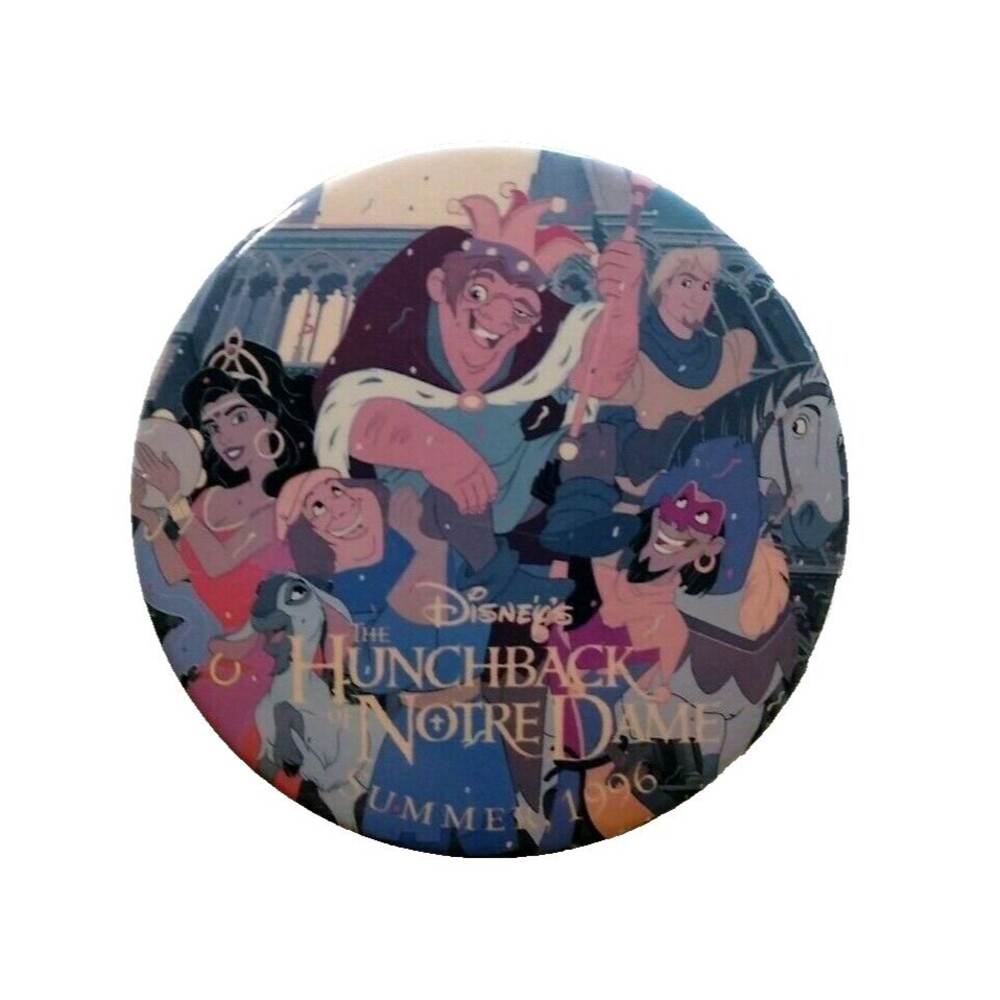 Disney Hunchback Of Notre Dame 3" Big Button Badge Vintage 1996 Original Promo - Picture 1 of 4
